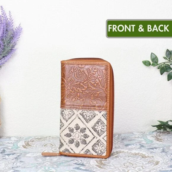 NEW Myra Bag EXCLUSIVE Floral Wallet Emboldened Leather Vintage Fashion - Picture 2 of 9